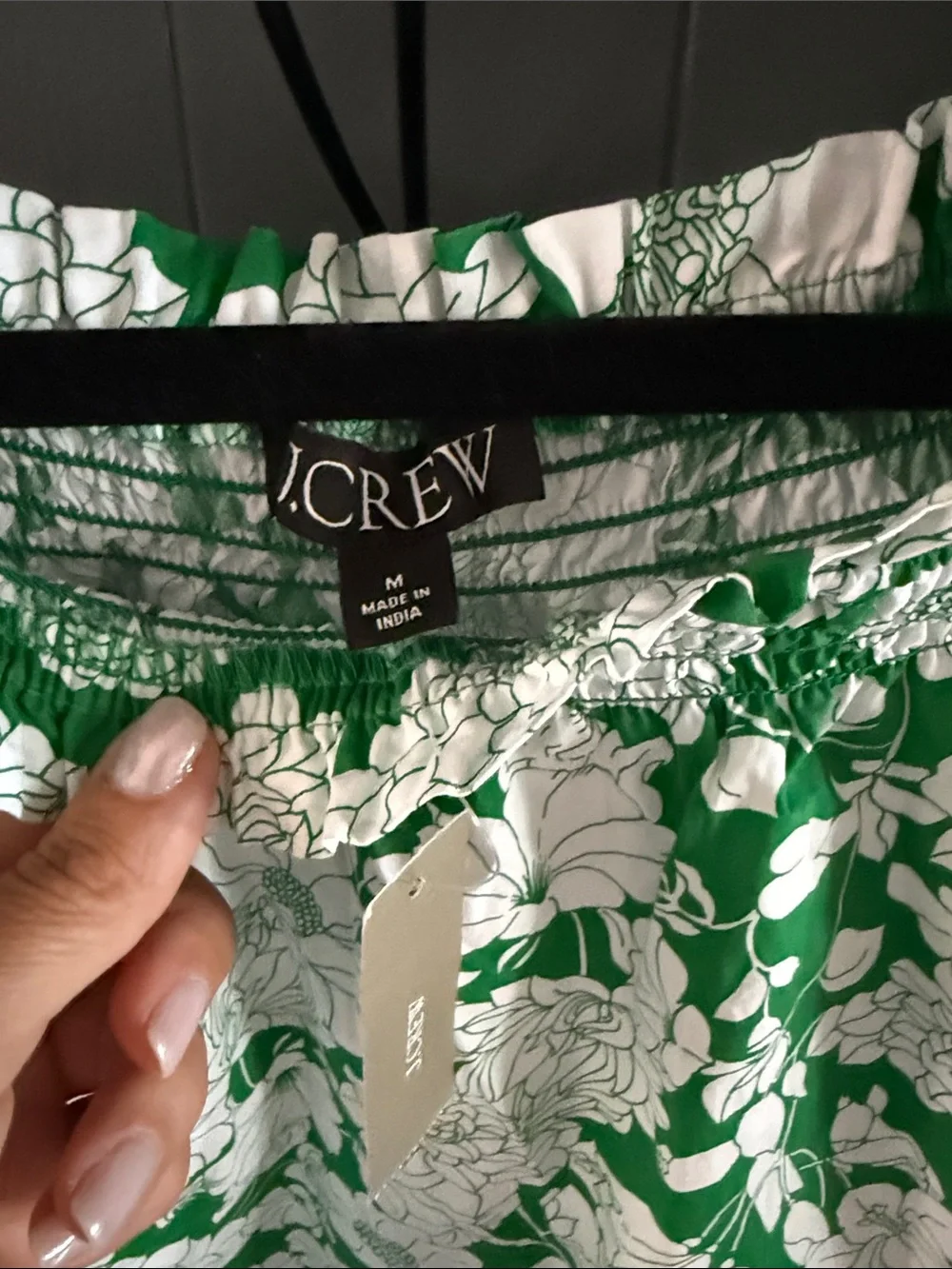JCrew Women's Off-Shoulder Floral Top - Green & White